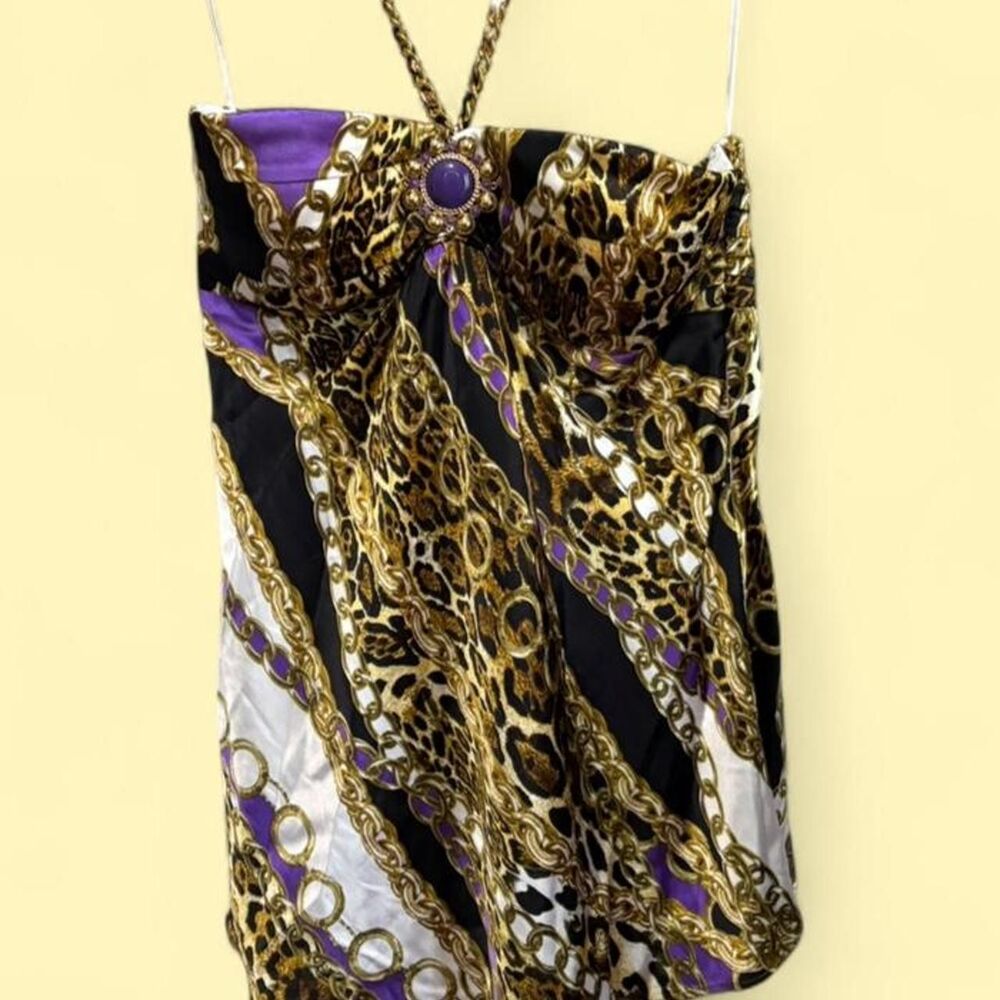 Vintage Cache Embellished Chain Y2K Halter Top